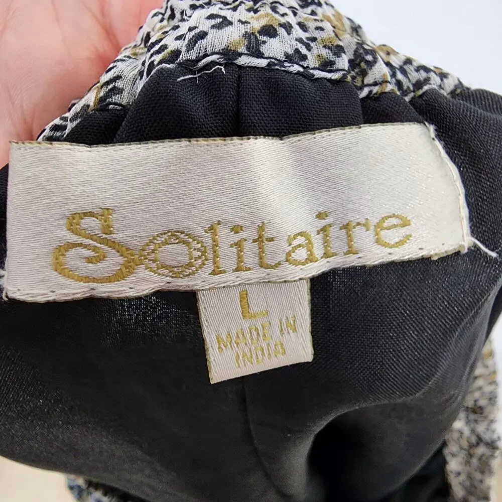 Solitaire Tiered Broomstick Maxi Skirt Size L Paisley Chiffon Lined Whimsygoth